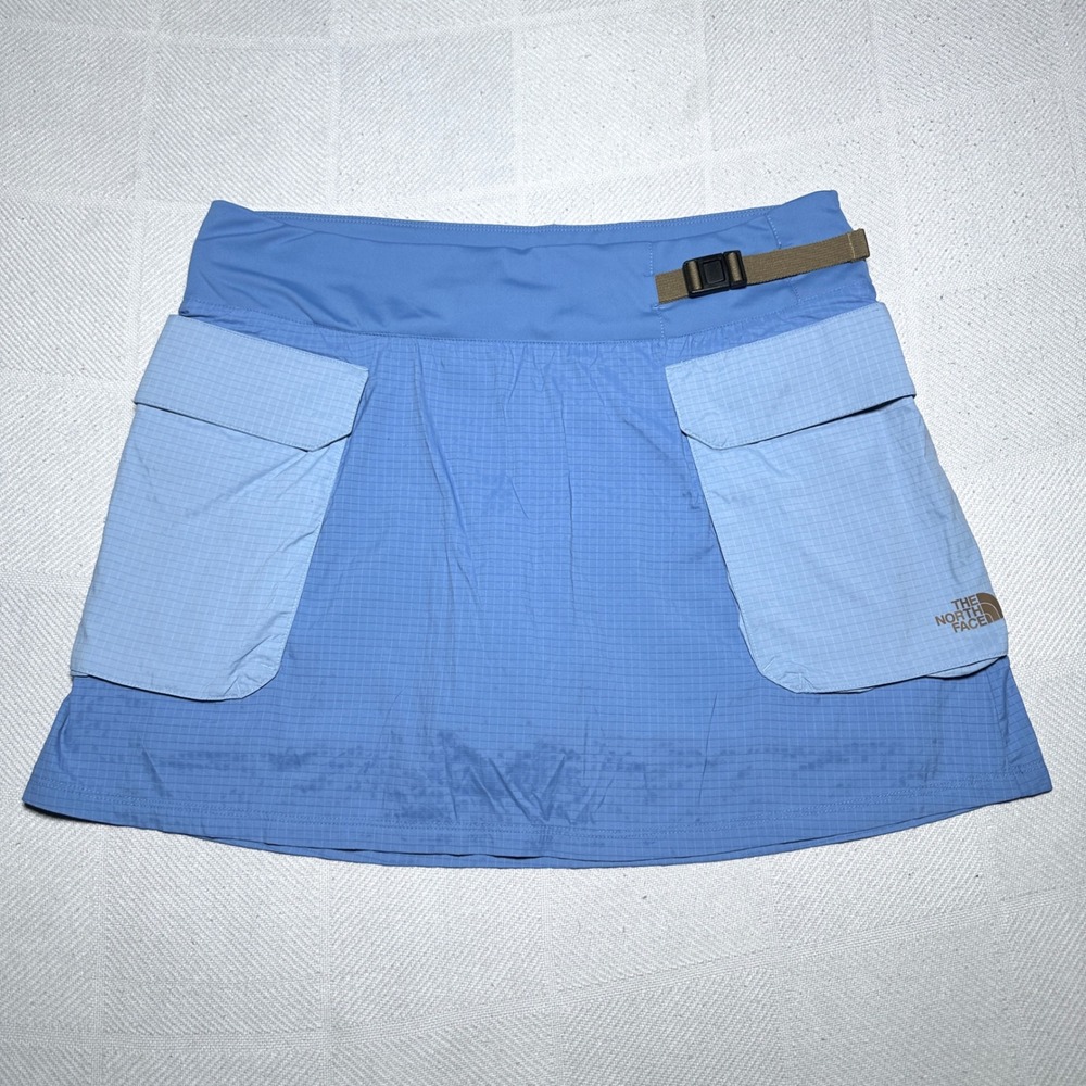 The North Face Spring Peak Skort Womens Large Cargo Pocket Belted Ripstop Blue